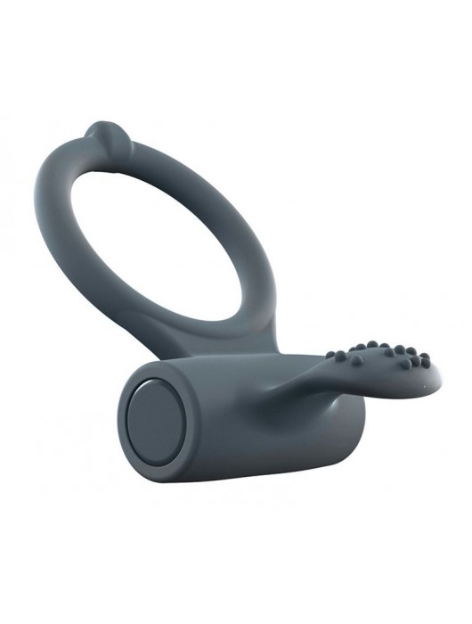 Серое перезаряжаемое эрекционное кольцо с вибрацией Power Clit - Dorcel - в Новочебоксарске купить с доставкой