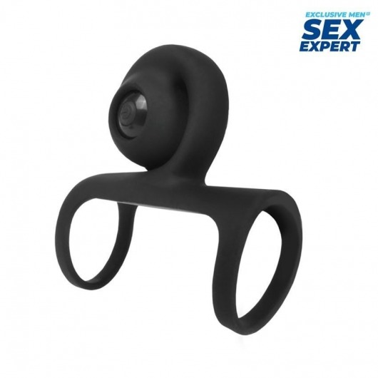 Черная вибронасадка на пенис Sex Expert - Sex Expert - в Новочебоксарске купить с доставкой