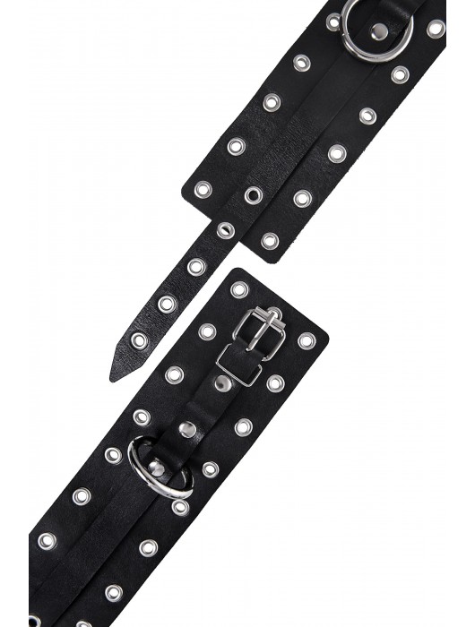 Черные кожаные однослойные оковы с люверсами - Pecado - купить с доставкой в Новочебоксарске