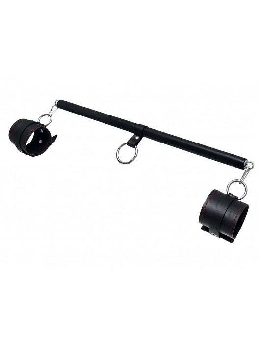 Черная распорка для ног с кожаными манжетами - Pecado - купить с доставкой в Новочебоксарске