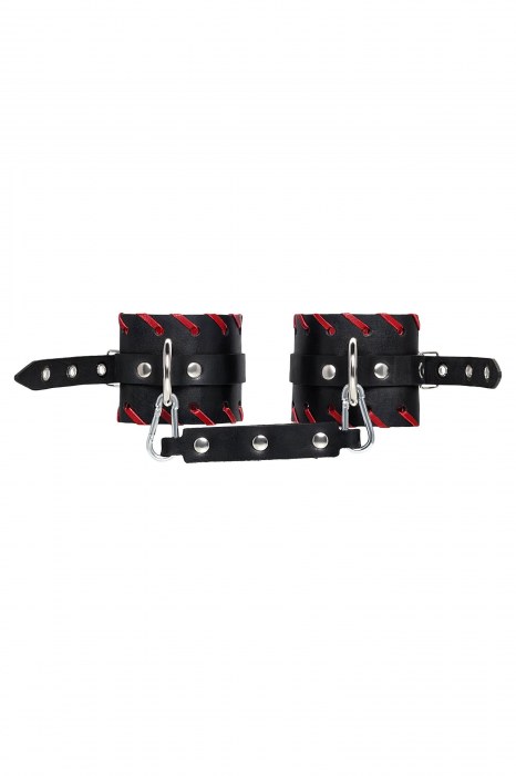 Черно-красные оковы из натуральной кожи - Pecado - купить с доставкой в Новочебоксарске