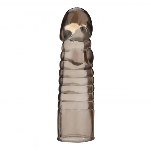 Дымчатая насадка-удлинитель Ribbed Realistic Penis Enhancing Sleeve Extension - 15,2 см. - BlueLine - в Новочебоксарске купить с доставкой