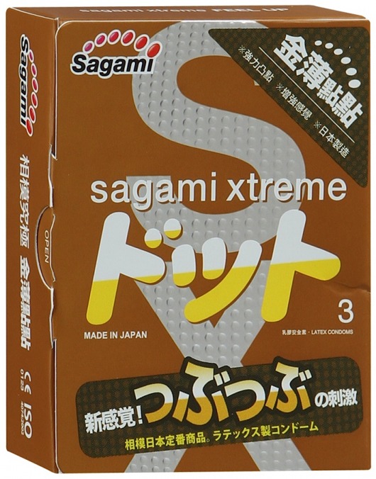 Презервативы Sagami Xtreme FEEL UP с точечной текстурой и линиями прилегания - 3 шт. - Sagami - купить с доставкой в Новочебоксарске
