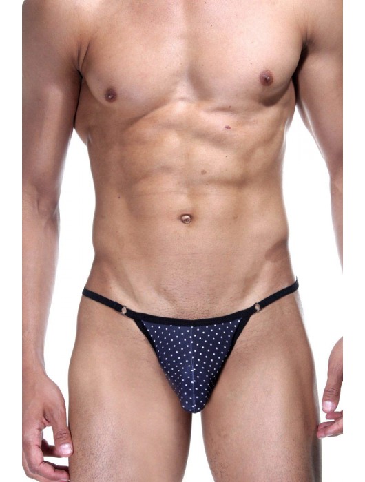 Темно-синие трусы-стринги в горошек - Don Moris купить с доставкой