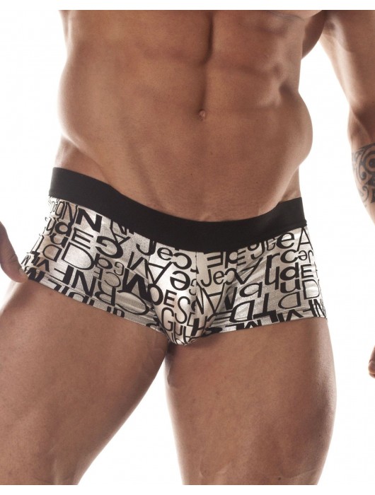 Серебристые трусы-хипсы с черными буквами - Don Moris купить с доставкой