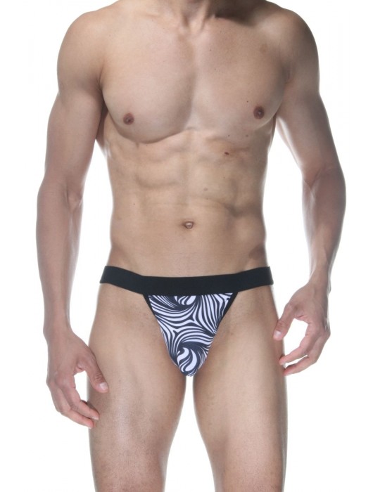 Бело-черные мужские трусы-стринги с узором - Don Moris купить с доставкой
