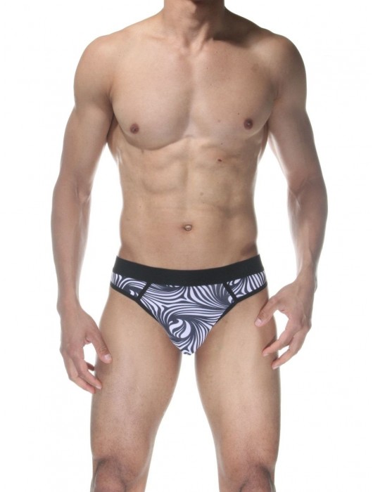 Бело-черные мужские трусы-стринги с абстрактным принтом - Don Moris купить с доставкой