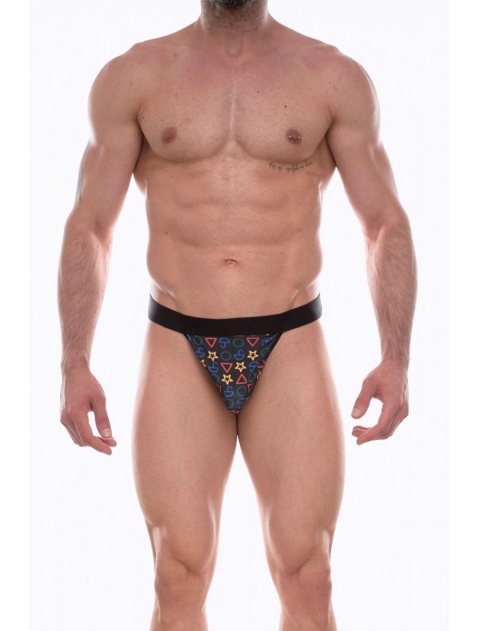 Темно-серые трусы-тонги с разноцветным принтом - Don Moris купить с доставкой