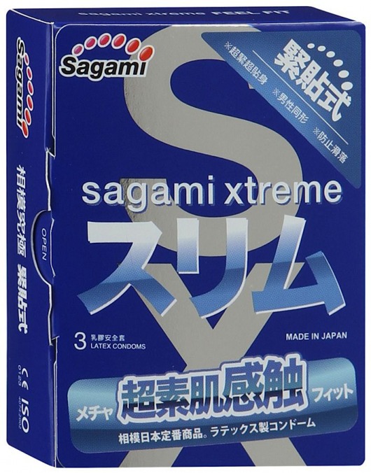 Розовые презервативы Sagami Xtreme FEEL FIT 3D - 3 шт. - Sagami - купить с доставкой в Новочебоксарске