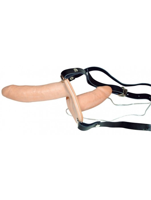 Телесный женский страпон с вагинальной пробкой Strap-On Duo - 15 см. - Orion - купить с доставкой в Новочебоксарске