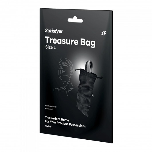 Черный мешочек для хранения игрушек Treasure Bag L - Satisfyer - купить с доставкой в Новочебоксарске