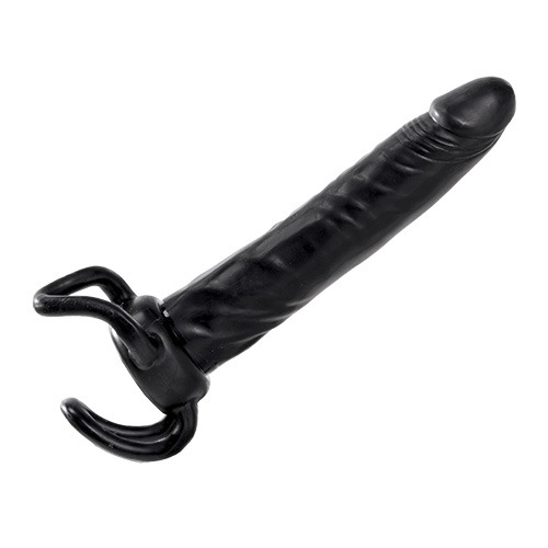 Чёрная насадка-фаллос для двойного проникновения INFLATABLE DILDO SLIM DONG  - 13,5 см. - Toyz4lovers - в Новочебоксарске купить с доставкой