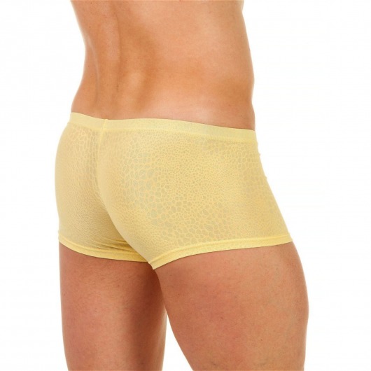 Мужские трусы-хипсы из ткани с текстурой змеиной чешуи Snake Yellow Boxer - Romeo Rossi купить с доставкой