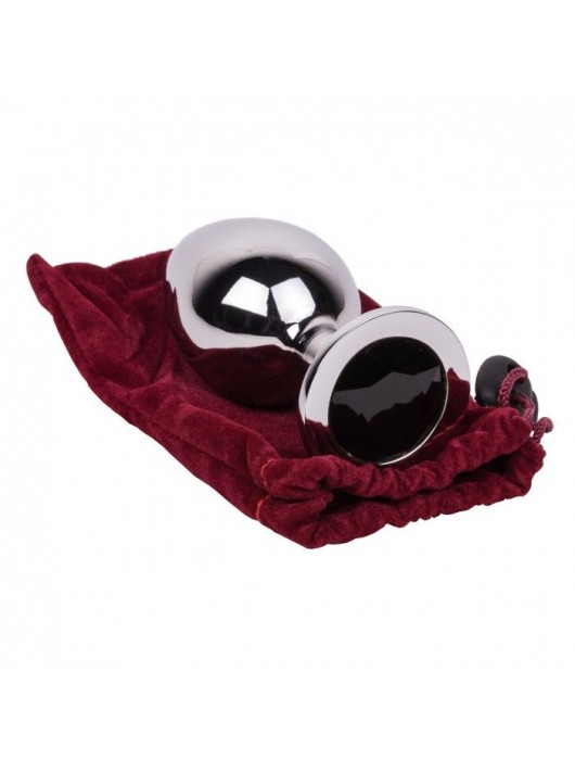 Большой стальной плаг с черным кристаллом Black Rave - 9,5 см. - Erotic Fantasy - купить с доставкой в Новочебоксарске