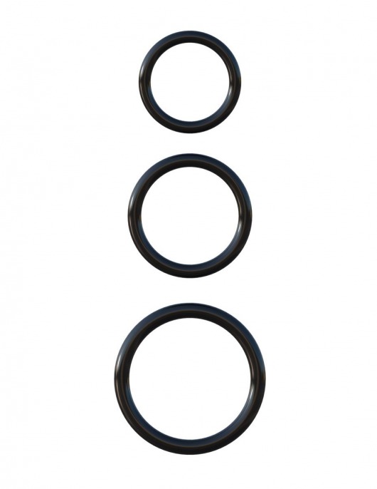 Набор из трех черных эрекционных колец Silicone 3-Ring Stamina Set - Pipedream - в Новочебоксарске купить с доставкой