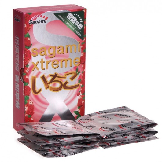 Презервативы Sagami Xtreme Strawberry c ароматом клубники - 10 шт. - Sagami - купить с доставкой в Новочебоксарске