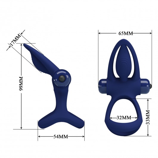 Синее эрекционное кольцо с 10 режимами вибрации и подхватом мошонки - Baile - в Новочебоксарске купить с доставкой