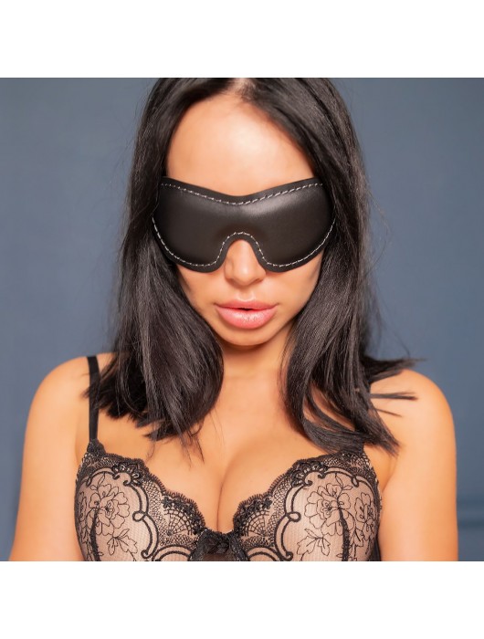 Черная мягкая закрытая маска из натуральной кожи - Crazy Handmade - купить с доставкой в Новочебоксарске