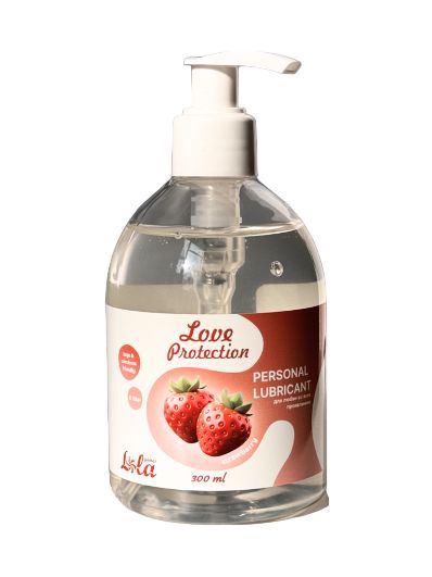 Лубрикант на водной снове Love Protection Strawberry с ароматом клубники - 300 мл. - Lola Games - купить с доставкой в Новочебоксарске