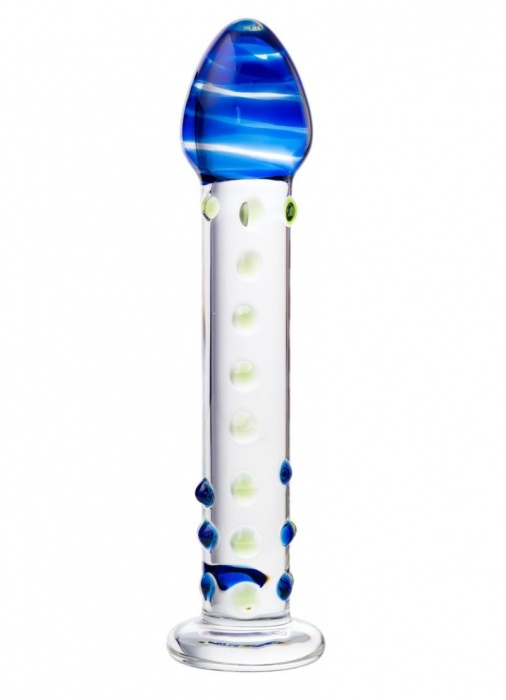 Стеклянный фаллос с цветными бусинами - 18 см. - Sexus