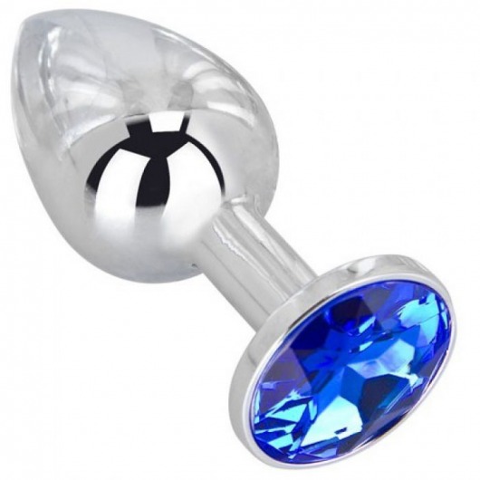 Анальное украшение BUTT PLUG  Small с синим кристаллом - 7 см. - Anal Jewelry Plug - купить с доставкой в Новочебоксарске