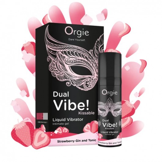 Съедобный жидкий вибратор Dual Vibe! со вкусом клубничного джина с тоником - 15 мл. - ORGIE - купить с доставкой в Новочебоксарске