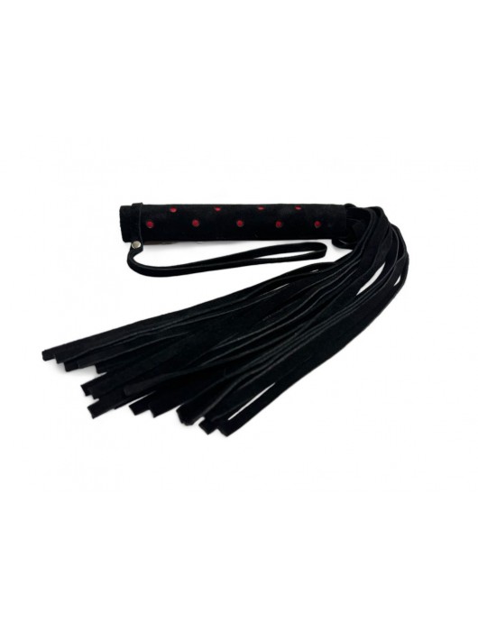 Черная замшевая плеть с красными точками на рукояти Red dot Princess - 43 см. - БДСМ Арсенал - купить с доставкой в Новочебоксарске
