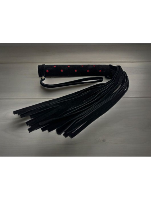 Черная замшевая плеть с красными точками на рукояти Red dot Princess - 43 см. - БДСМ Арсенал - купить с доставкой в Новочебоксарске