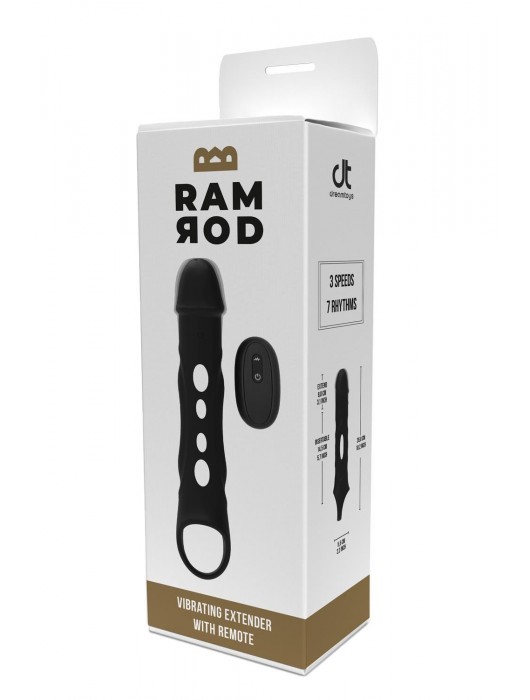Черная насадка-удлинитель Vibrating Extender With Remote с вибрацией - Dream Toys - в Новочебоксарске купить с доставкой