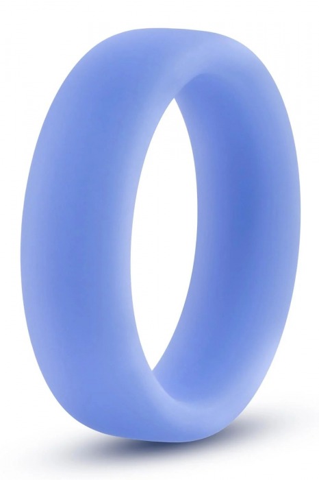Голубое люминесцентное кольцо Silicone Glo Cock Ring - Blush Novelties - в Новочебоксарске купить с доставкой