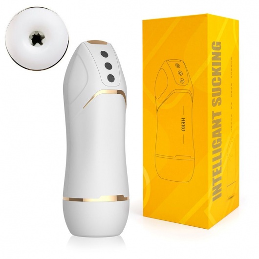 Белый вибромастурбатор Hero с режимом вакуума - A-LOVING - в Новочебоксарске купить с доставкой