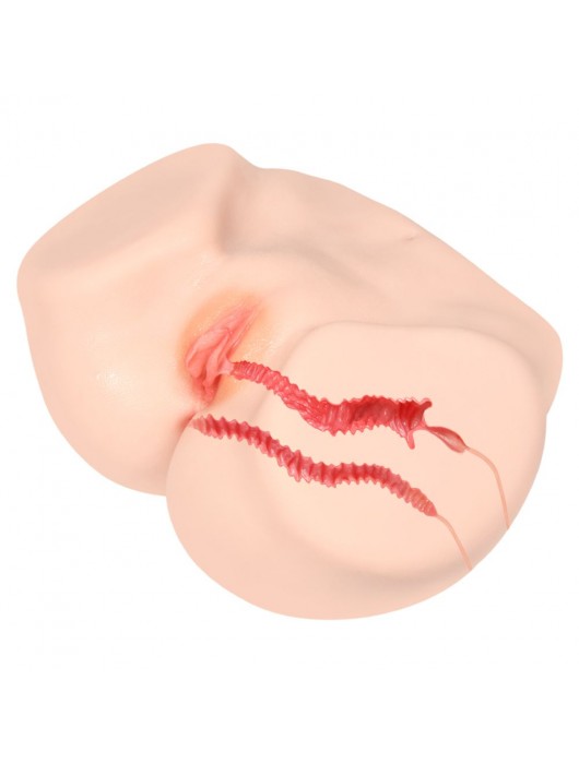 Телесный полуторс с двойным слоем материала и вибрацией Vanilla Onahole Real Vagina - KOKOS - в Новочебоксарске купить с доставкой