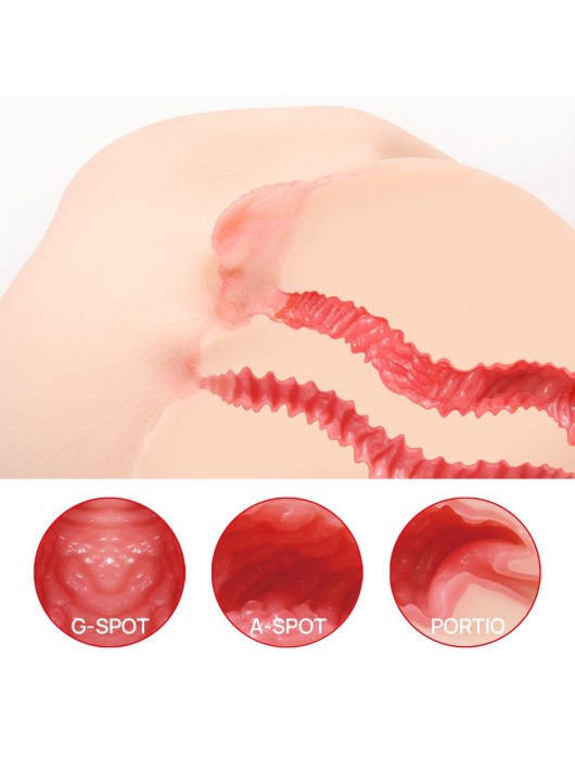 Телесный полуторс с двойным слоем материала и вибрацией Vanilla Onahole Real Vagina - KOKOS - в Новочебоксарске купить с доставкой