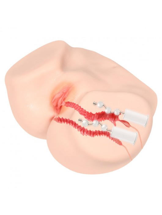 Телесный полуторс с двойным слоем материала и вибрацией Vanilla Onahole Real Vagina - KOKOS - в Новочебоксарске купить с доставкой