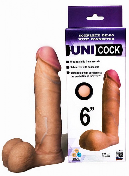 Насадка для страпона фаллической формы UNICOCK 6  - 18 см. - LOVETOY (А-Полимер) - купить с доставкой в Новочебоксарске