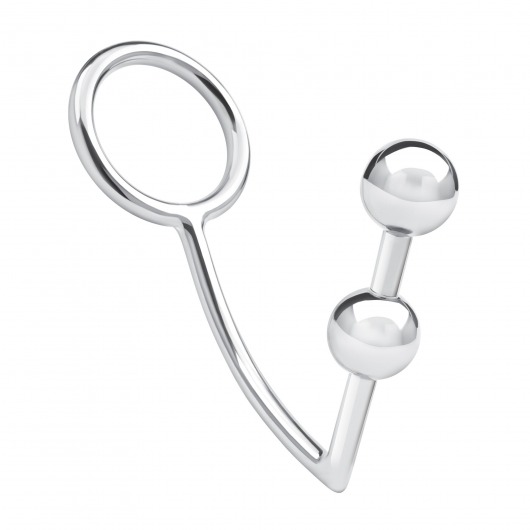 Кольцо на пенис с анальным стимулятором Two Bead Stainless Steel Anal Hook   Cock Ring - BlueLine - в Новочебоксарске купить с доставкой