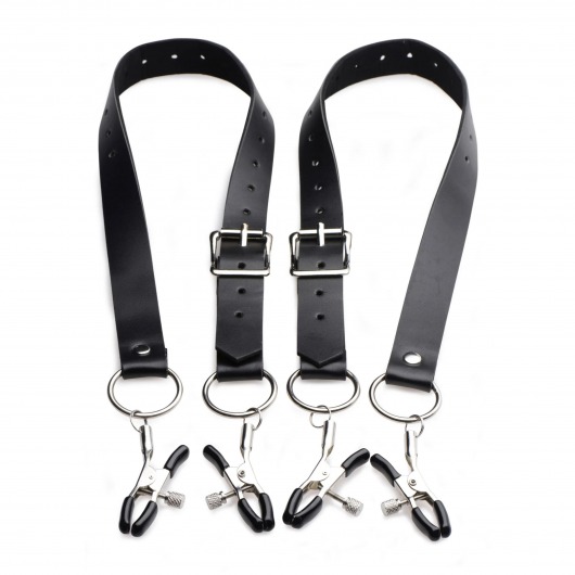 Ремни с зажимами для половых губ Spread Labia Spreader Straps with Clamps - XR Brands - купить с доставкой в Новочебоксарске