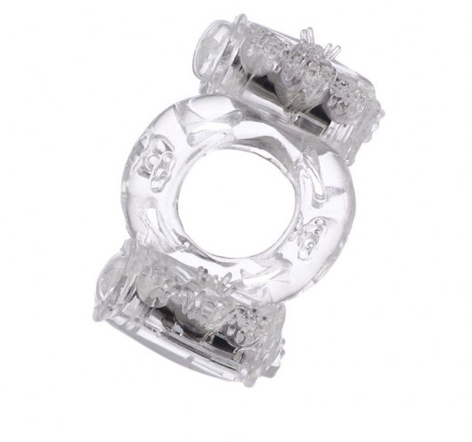 Прозрачное виброкольцо с двумя вибропульками - Toyfa Basic - в Новочебоксарске купить с доставкой