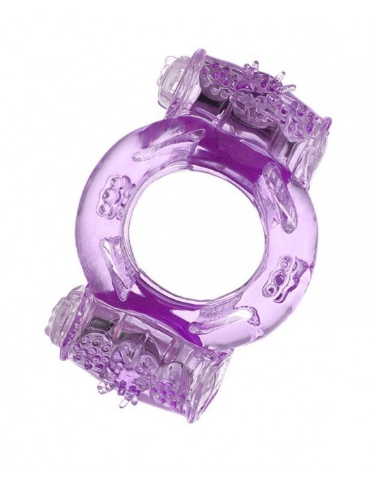 Фиолетовое виброкольцо с двумя вибропульками - Toyfa Basic - в Новочебоксарске купить с доставкой