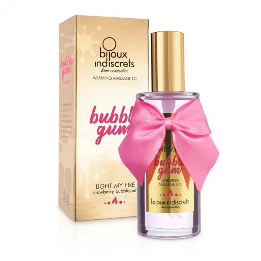 Разогревающее массажное масло Light My Fire Bubble Gum с ароматом бабл-гам - 100 мл. - Bijoux Indiscrets - купить с доставкой в Новочебоксарске