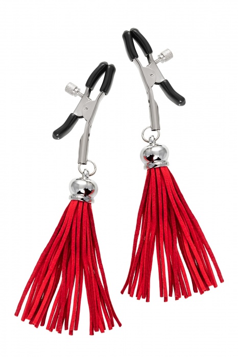 Зажимы на соски «Прищепки» с красными кисточками из замши - Pecado - купить с доставкой в Новочебоксарске