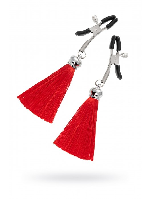 Зажимы на соски «Прищепки» с красными кисточками из шелка - Pecado - купить с доставкой в Новочебоксарске