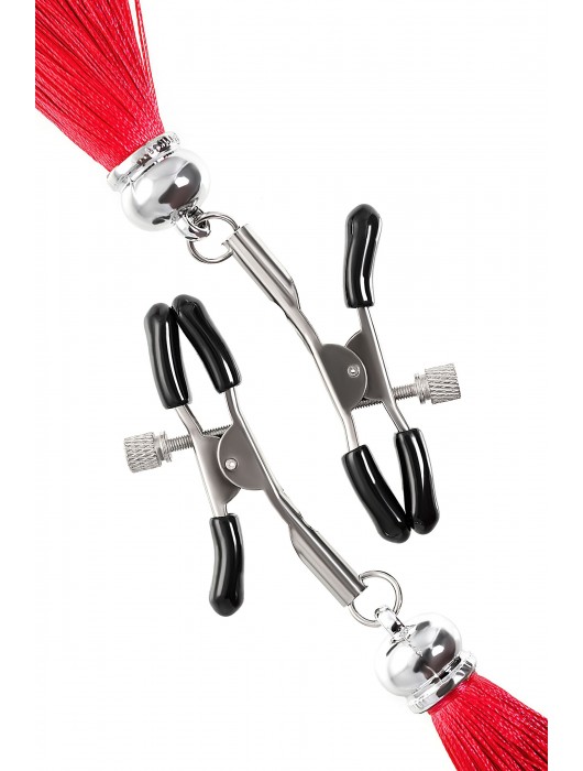 Зажимы на соски «Прищепки» с красными кисточками из шелка - Pecado - купить с доставкой в Новочебоксарске