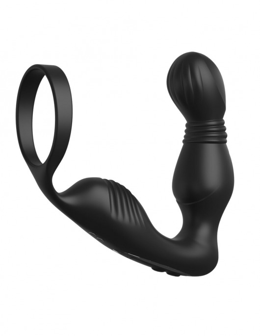 Черный вибростимулятор простаты с эрекционным кольцом Ass-Gasm Pro P-Spot Milker - Pipedream - в Новочебоксарске купить с доставкой