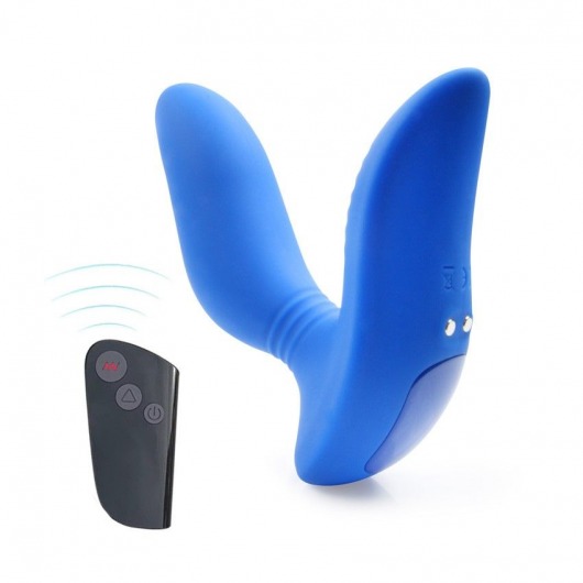 Синий вибромассажер простаты 3,5’’ Remote Control Curve P-spot Massager - 12 см. - Erokay - в Новочебоксарске купить с доставкой