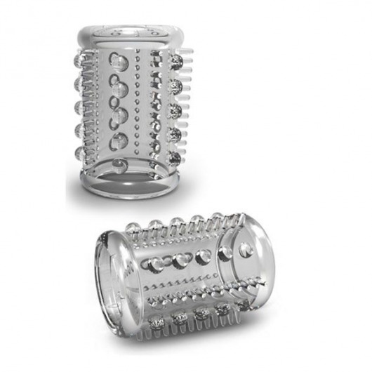 Прозрачная насадка с шипами и шишечками STAY HARD COCK SLEEVE 03 CLEAR - Blush Novelties - в Новочебоксарске купить с доставкой
