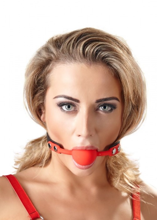 Силиконовый кляп-шар на чёрных ремешках Red Gag silicone - Orion - купить с доставкой в Новочебоксарске