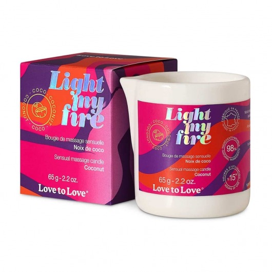 Массажная свеча Light My Fire Coconut с ароматом кокоса - 65 гр. - Love to Love - купить с доставкой в Новочебоксарске