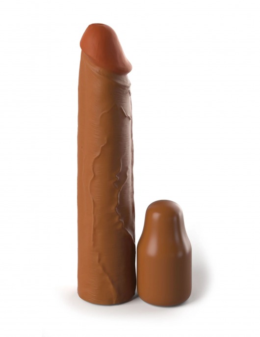 Коричневая насадка на член 2  Silicone X-tension - 20,3 см. - Pipedream - в Новочебоксарске купить с доставкой