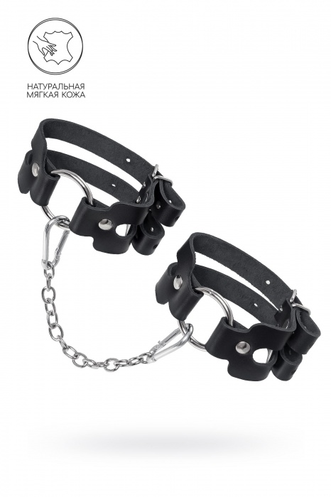 Черные кожаные оковы из двух ремешков - Pecado - купить с доставкой в Новочебоксарске